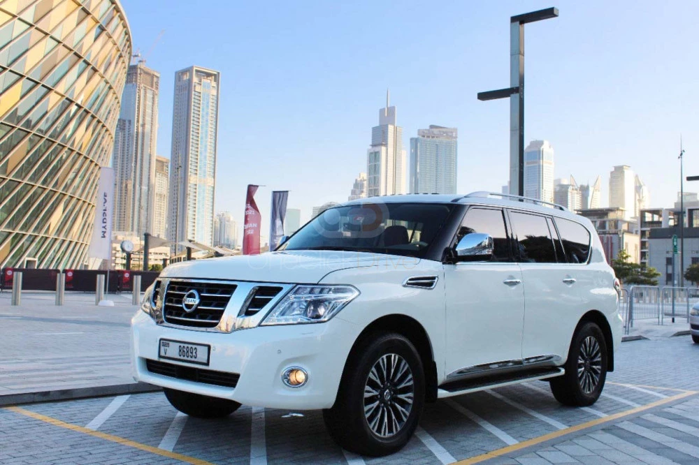 White Nissan Patrol 2018 for rent in Dubai 3
