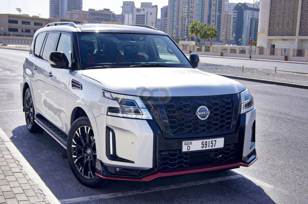 Silver Nissan Patrol 2019 for rent in Dubai 1