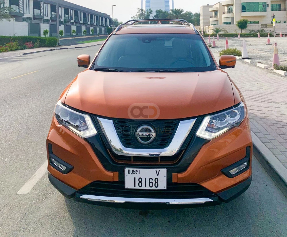 Orange Nissan Xtrail 2019 for rent in Dubai 2