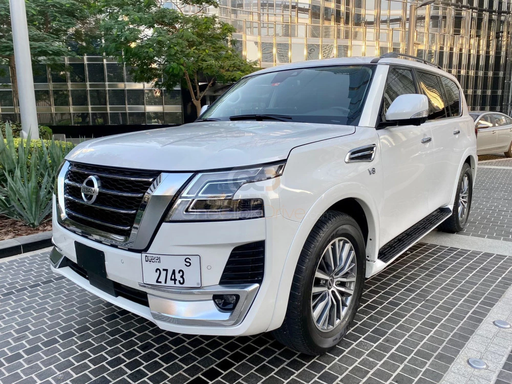 White Nissan Patrol Platinum 2021 for rent in Dubai 11