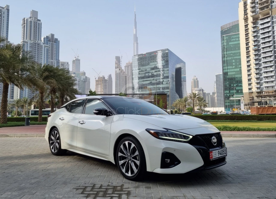 White Nissan Maxima 2022 for rent in Sharjah 1