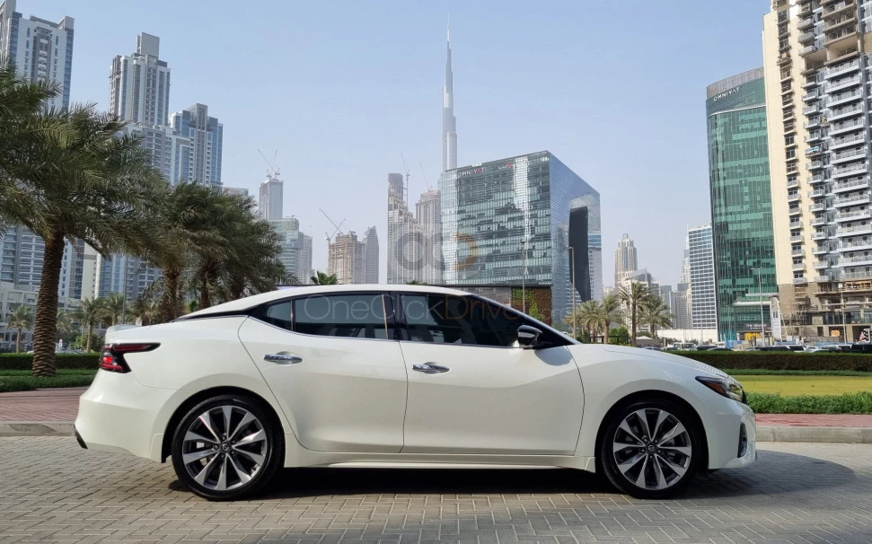 White Nissan Maxima 2022 for rent in Abu Dhabi 3