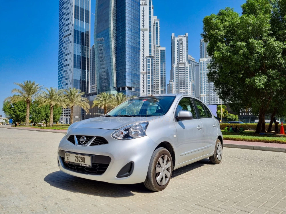 Silver Nissan Micra 2020 for rent in Abu Dhabi 1