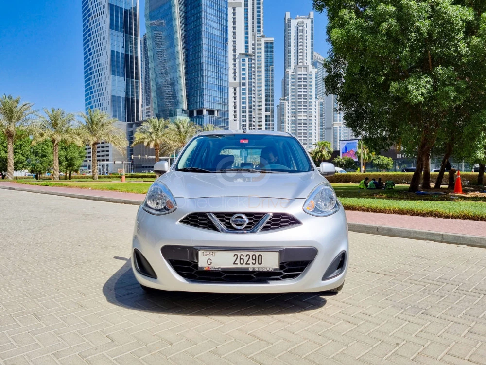 Silver Nissan Micra 2020 for rent in Abu Dhabi 2