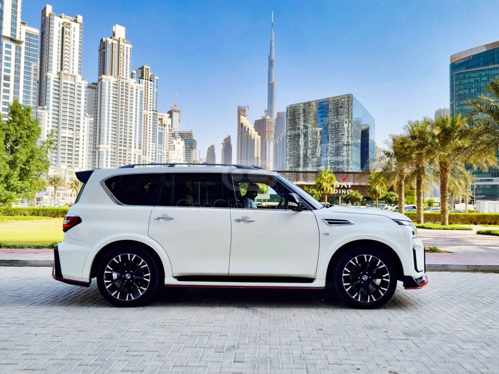 White Nissan Patrol 2020 for rent in Dubai 2