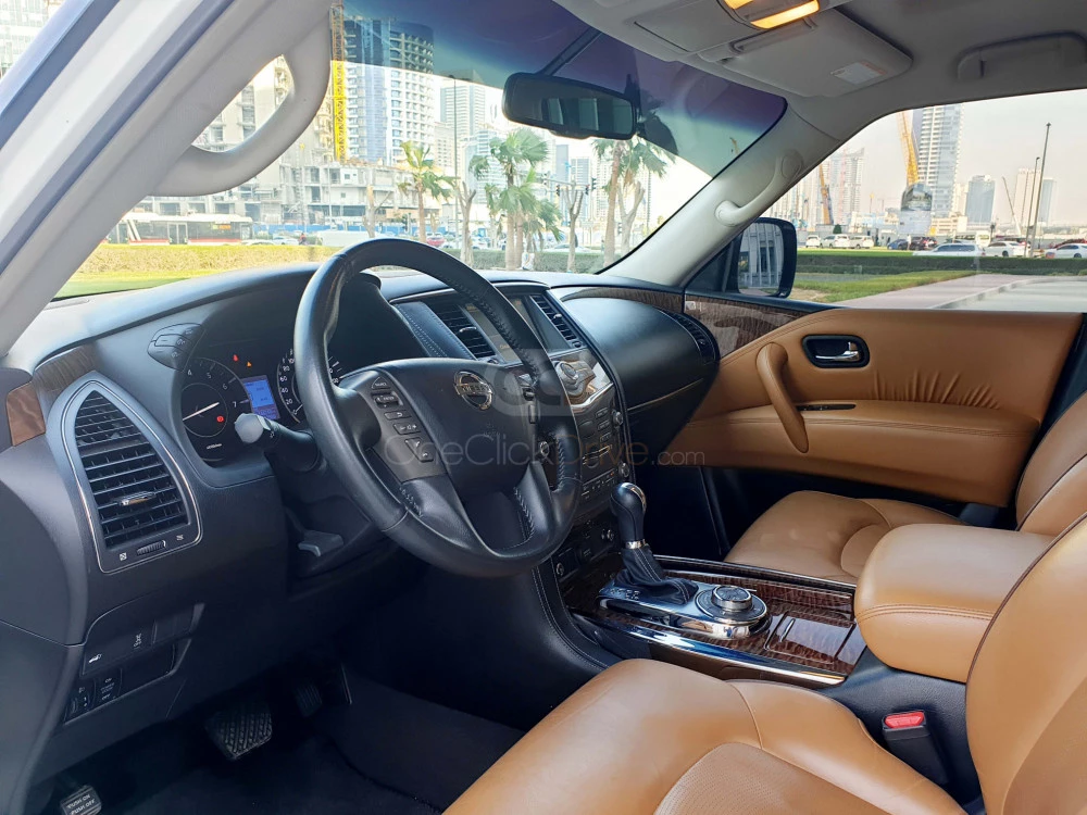 White Nissan Patrol Platinum 2017 for rent in Dubai 4