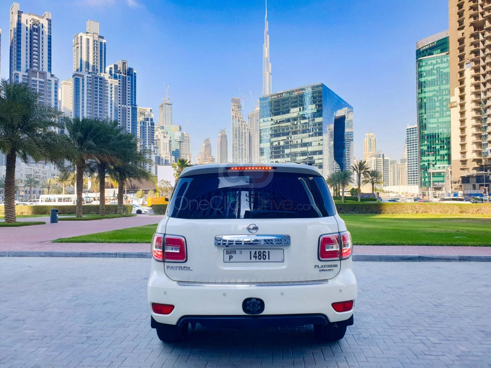 White Nissan Patrol Platinum 2017 for rent in Dubai 10