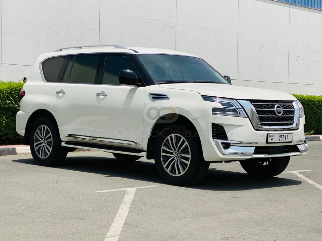 White Nissan Patrol Platinum 2019 for rent in Dubai 1