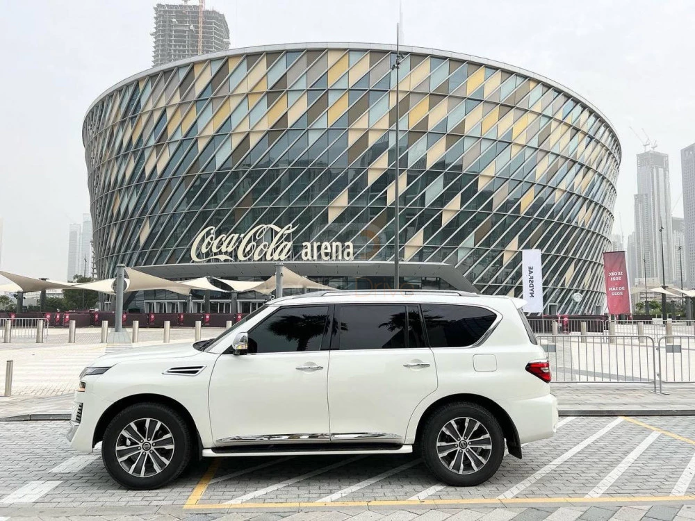 White Nissan Patrol Platinum 2018 for rent in Dubai 2