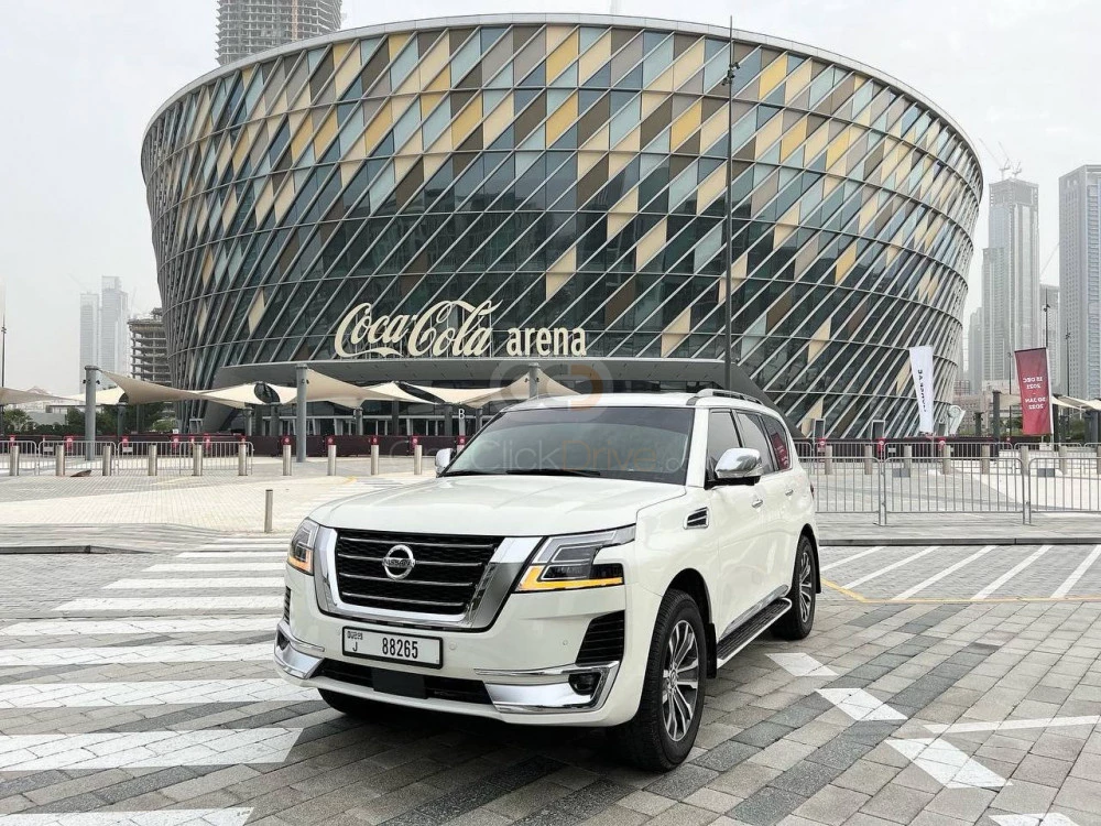 White Nissan Patrol Platinum 2018 for rent in Dubai 1