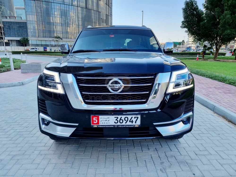 Black Nissan Patrol Platinum 2021 for rent in Abu Dhabi 2
