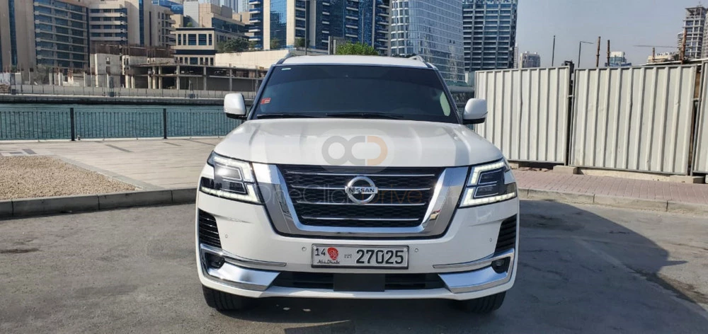 White Nissan Patrol Platinum 2021 for rent in Abu Dhabi 7