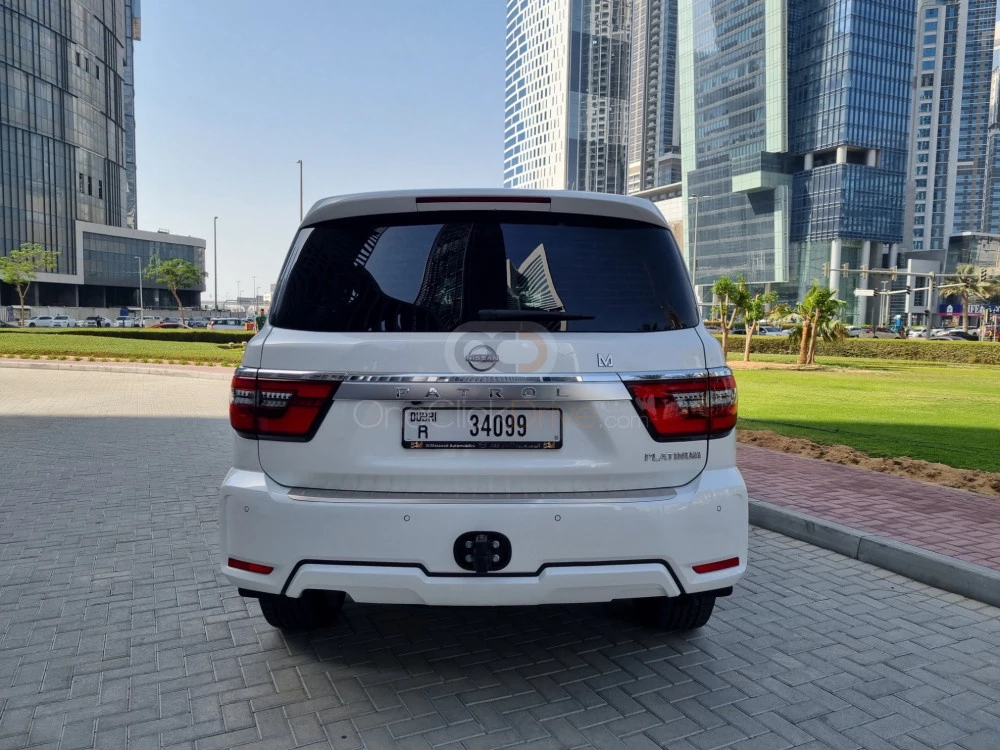 White Nissan Patrol Platinum 2022 for rent in Dubai 9