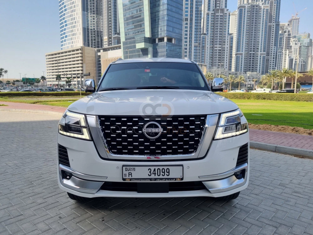 White Nissan Patrol Platinum 2022 for rent in Sharjah 2