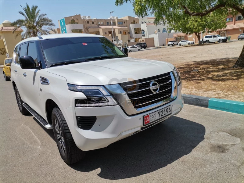 White Nissan Patrol 2020 for rent in Abu Dhabi 1