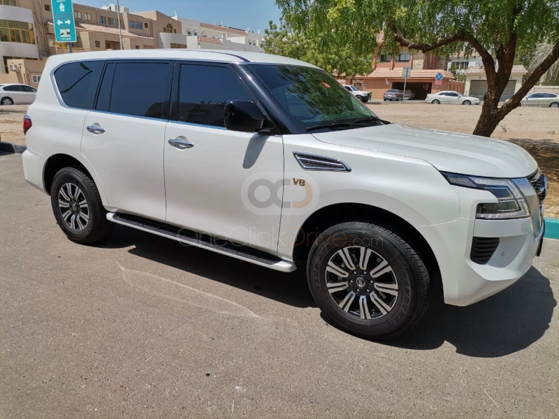 White Nissan Patrol 2020 for rent in Abu Dhabi 2