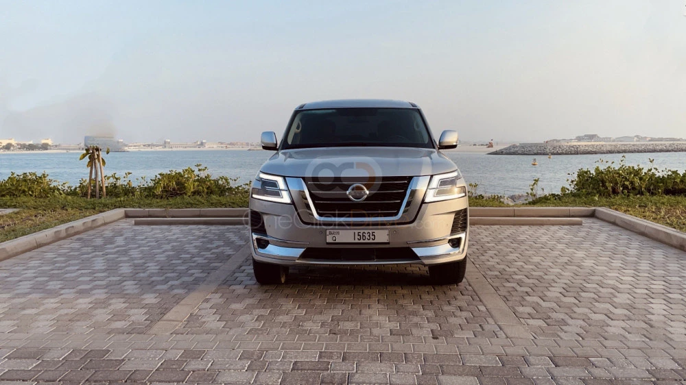 Silver Nissan Patrol Platinum 2021 for rent in Ras Al Khaimah 1