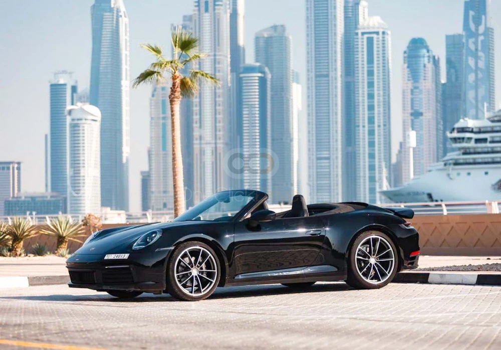 Black Porsche 911 Carrera S Spyder 2020 for rent in Dubai 2