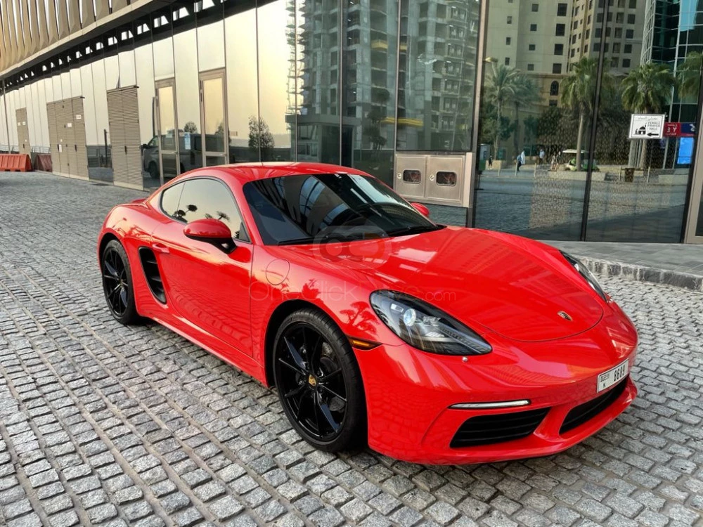 Red Porsche 718 Cayman 2019 for rent in Dubai 1