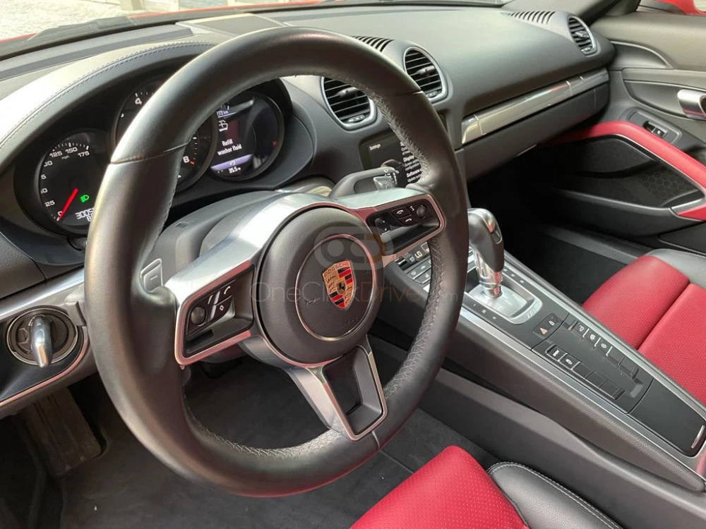 Red Porsche 718 Cayman 2019 for rent in Dubai 3