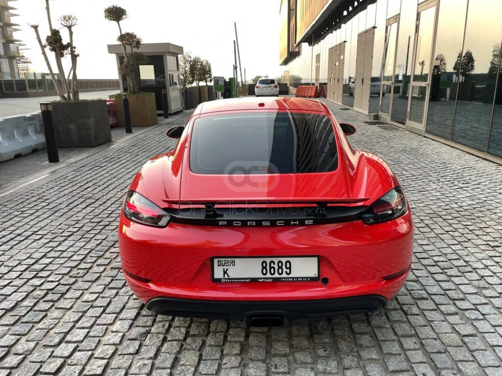 Red Porsche 718 Cayman 2019 for rent in Dubai 9