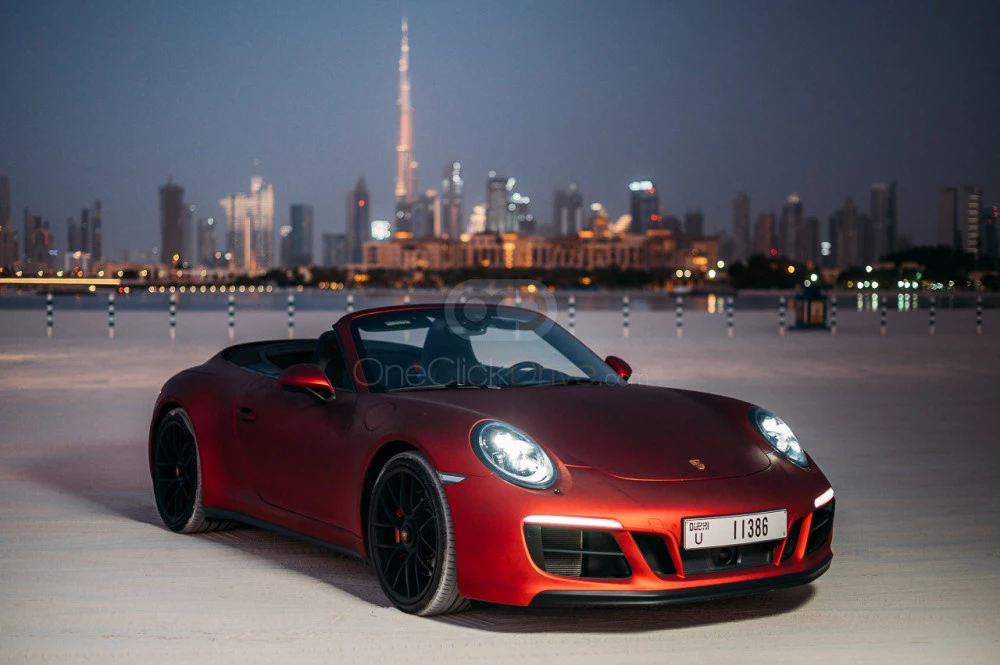 Red Porsche 911 Carrera GTS Spyder 2019 for rent in Dubai 1