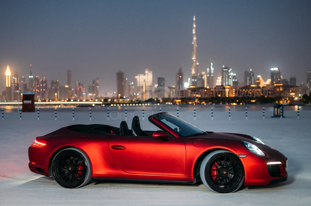 Red Porsche 911 Carrera GTS Spyder 2019 for rent in Dubai 2