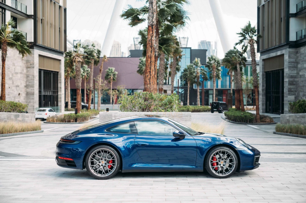 Blue Porsche 911 Carrera S 2021 for rent in Dubai 2