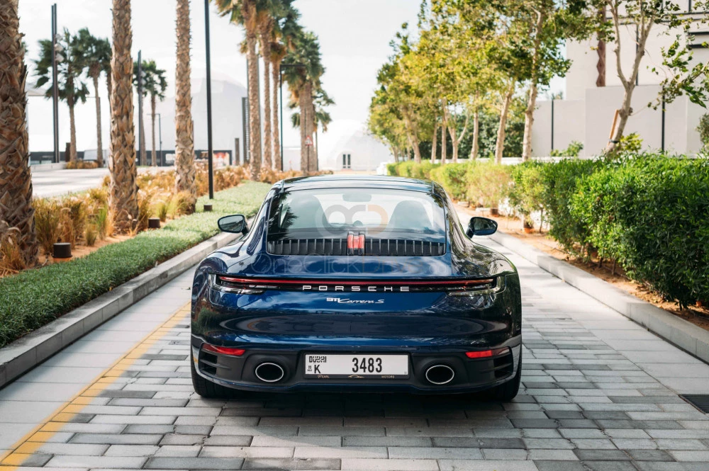 Blue Porsche 911 Carrera S 2021 for rent in Dubai 3
