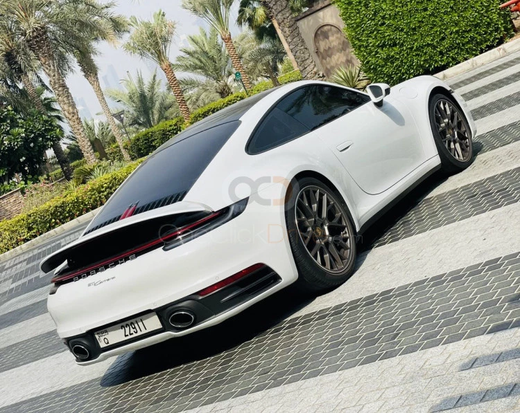 White Porsche 911 Carrera 2020 for rent in Dubai 2