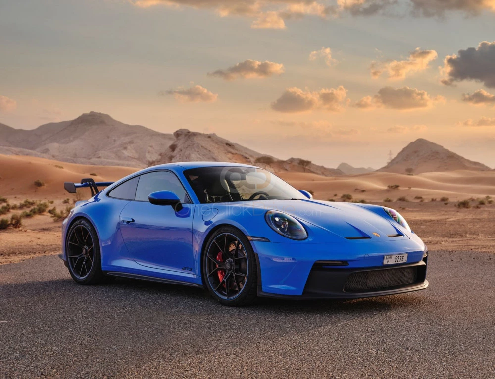 Blue Porsche 911 GT3 2022 for rent in Dubai 1