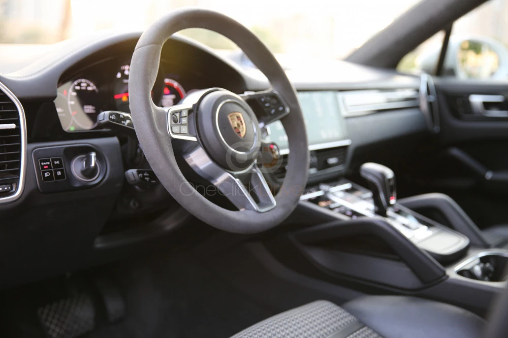 White Porsche Cayenne Coupe 2020 for rent in Dubai 3