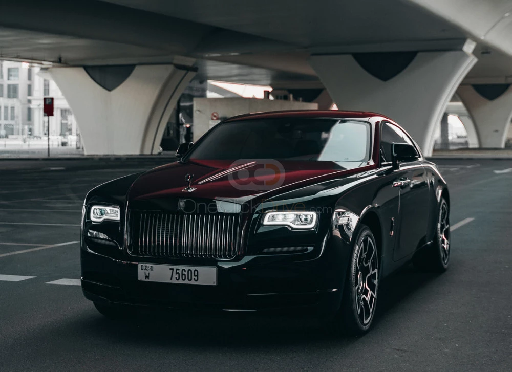 Maroon Rolls Royce Wraith Black Badge 2019 for rent in Dubai 1