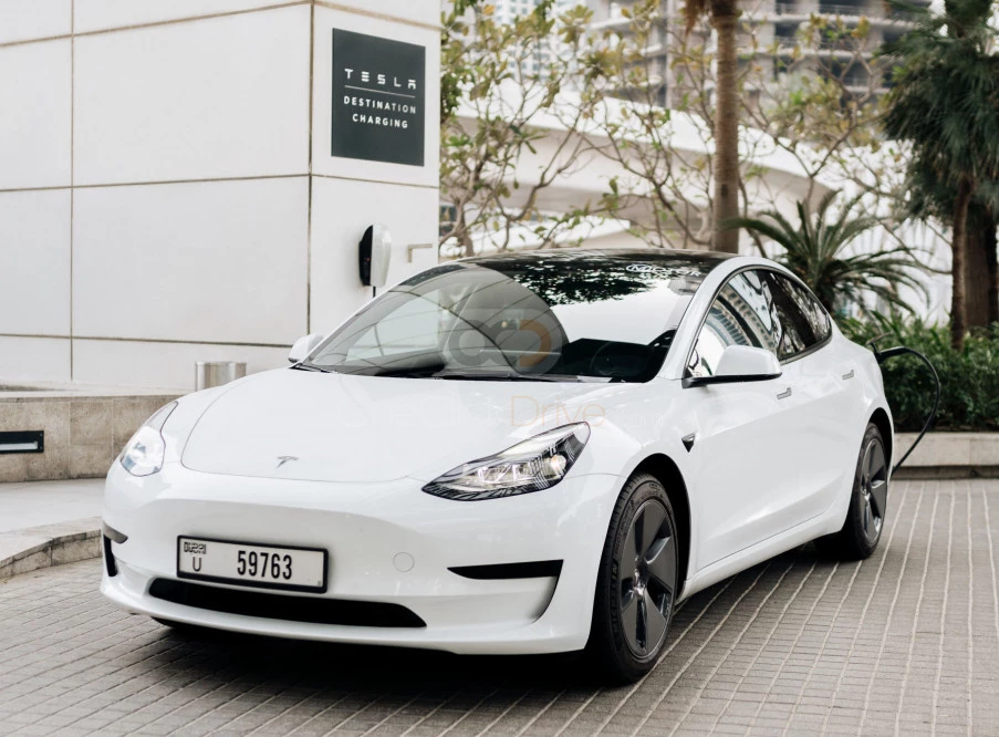 White Tesla Model 3 Standard Plus 2022 for rent in Dubai 1