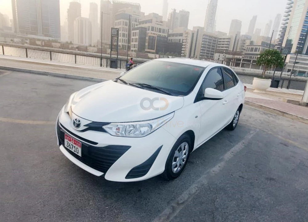 White Toyota Yaris Sedan 2019 for rent in Dubai 1