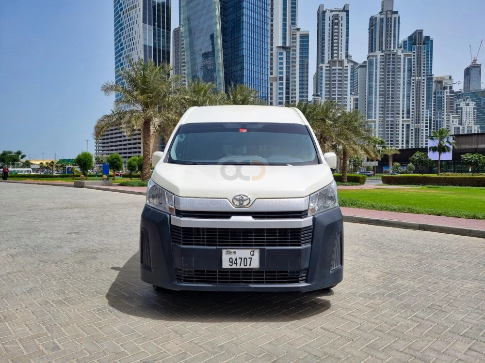 White Toyota Hiace 13 Seater 2020 for rent in Dubai 3