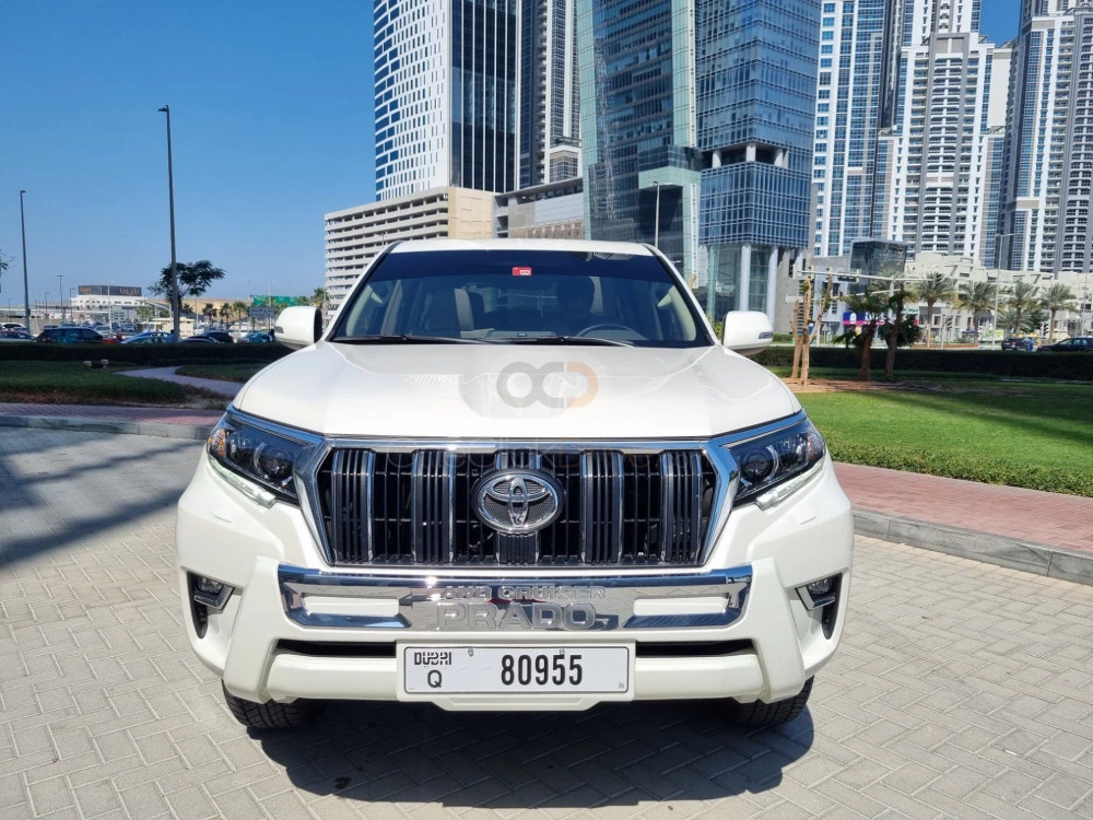 White Toyota Prado 2022 for rent in Dubai 2