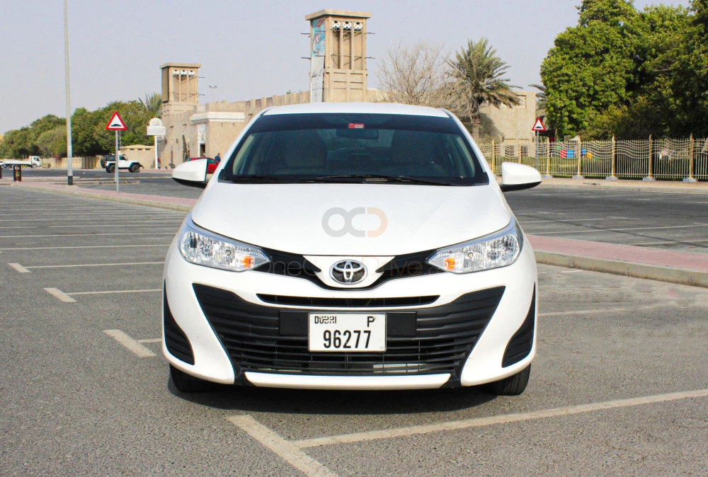 White Toyota Yaris Sedan 2019 for rent in Abu Dhabi 5